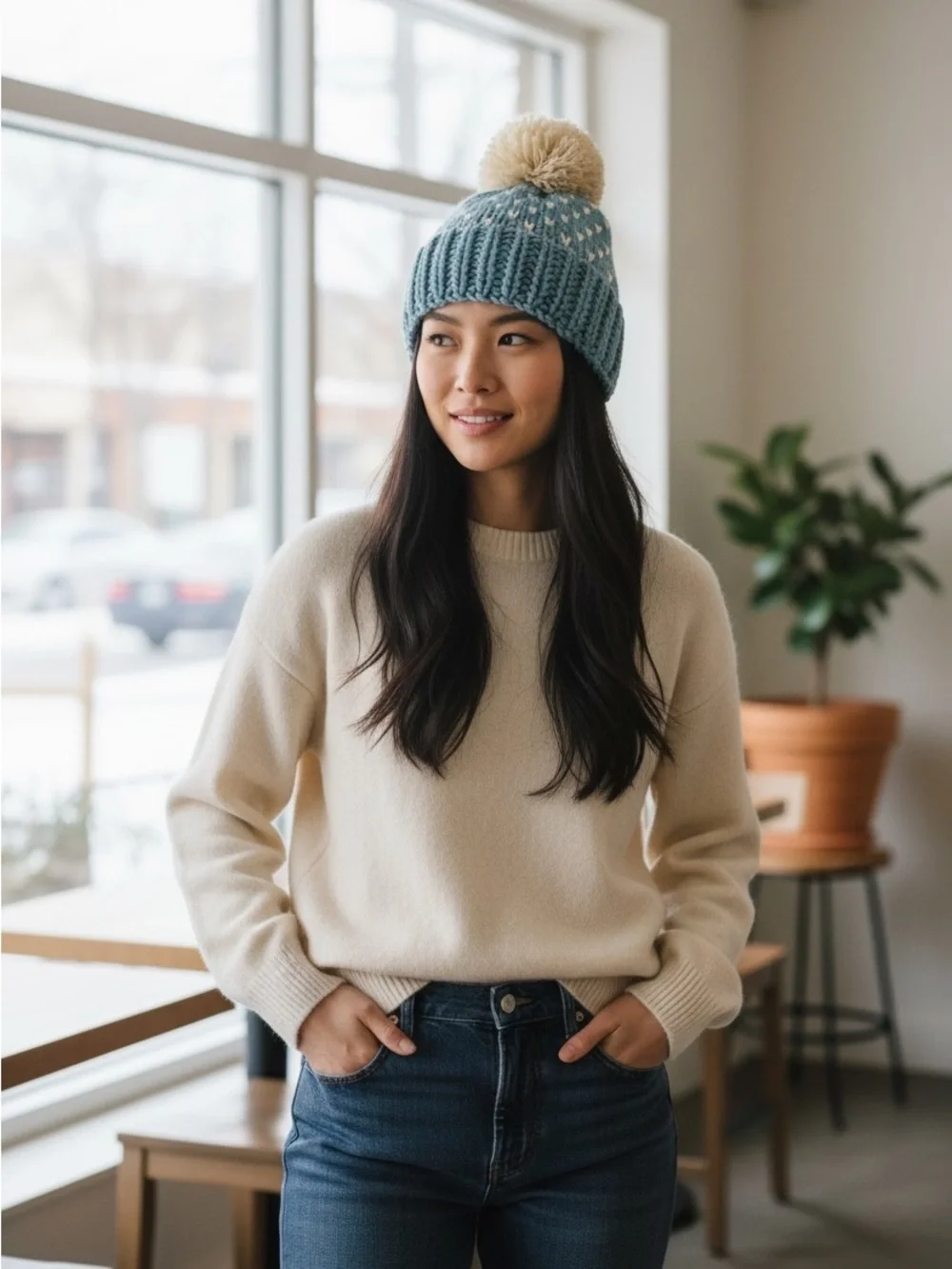 Handmade Cozy Knit Wool Blend Chunky Beanie NEW